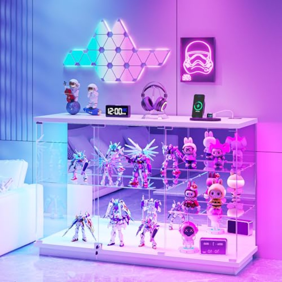Glass Cabinet Display - RGB Glazen Vitrinekast met Slot voor