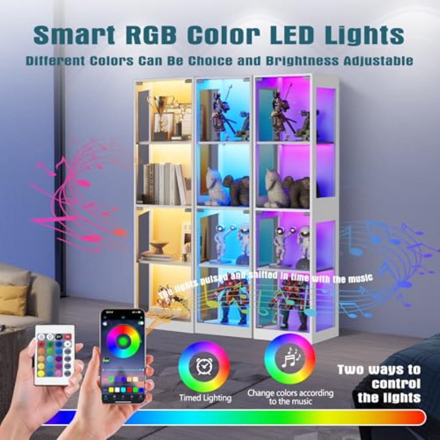 Glazen vitrinekast met RGB-ver - Glass Cabinet Display recensie en prijs