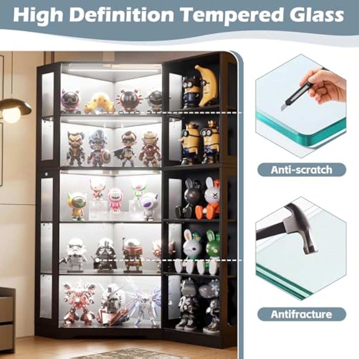 Vitrinekast met deuren van geh - Glass Cabinet Display recensie en prijs
